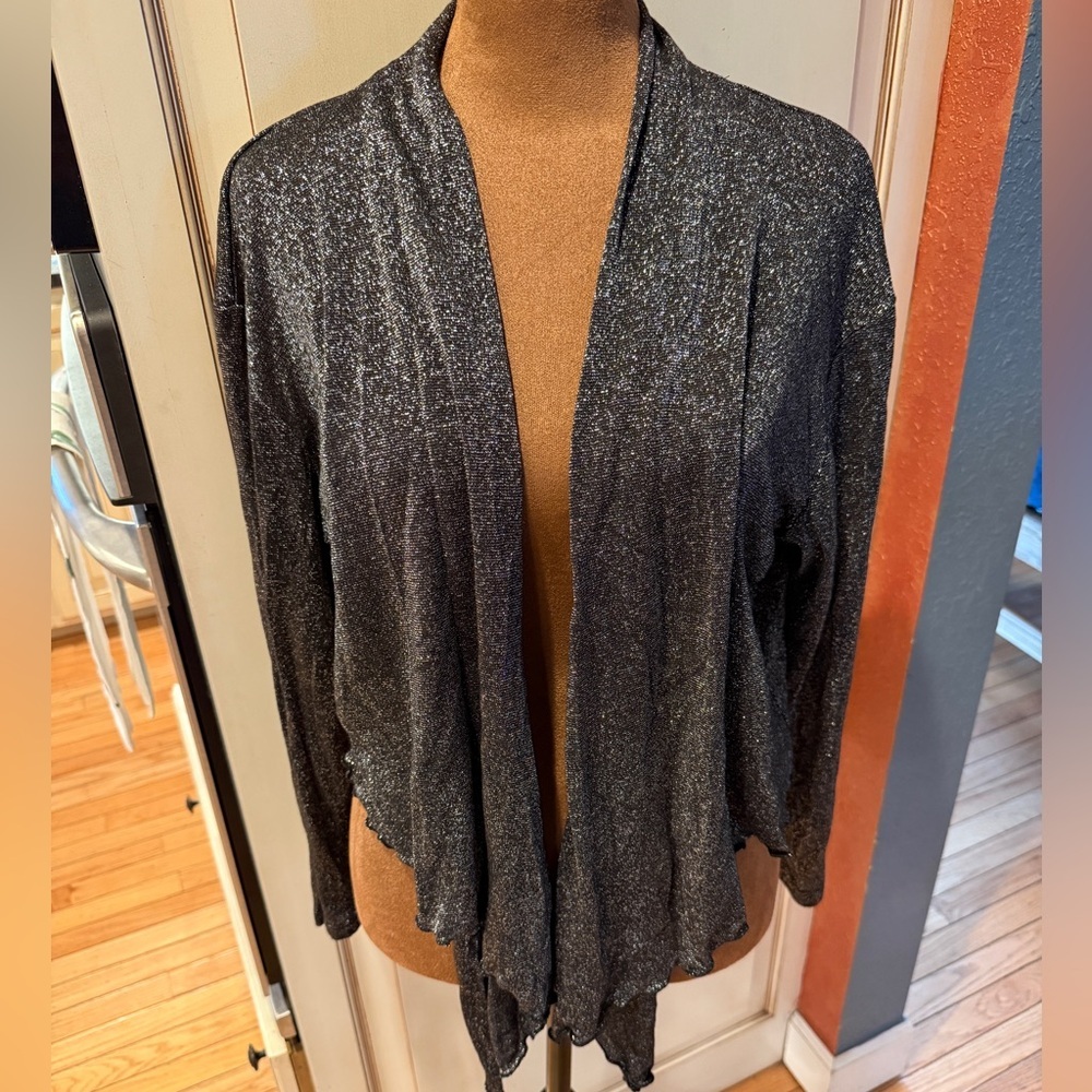 VTG Black Open-Front Metallic Sweater dark fairy grunge whimsigoth